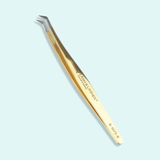 Lash &amp; Lashes S-1075 Short, Needle nose, Volume tweezer (Gold)