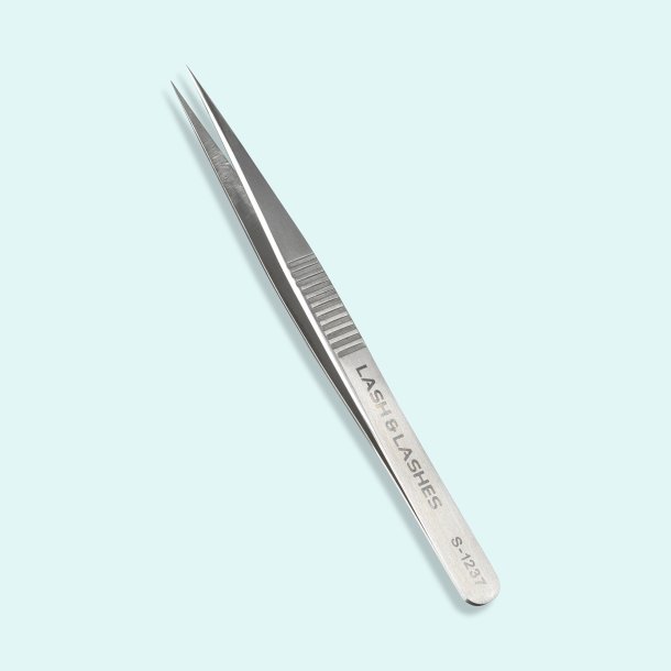 Straight tweezer with striped handel Lash&Lashes S-1237